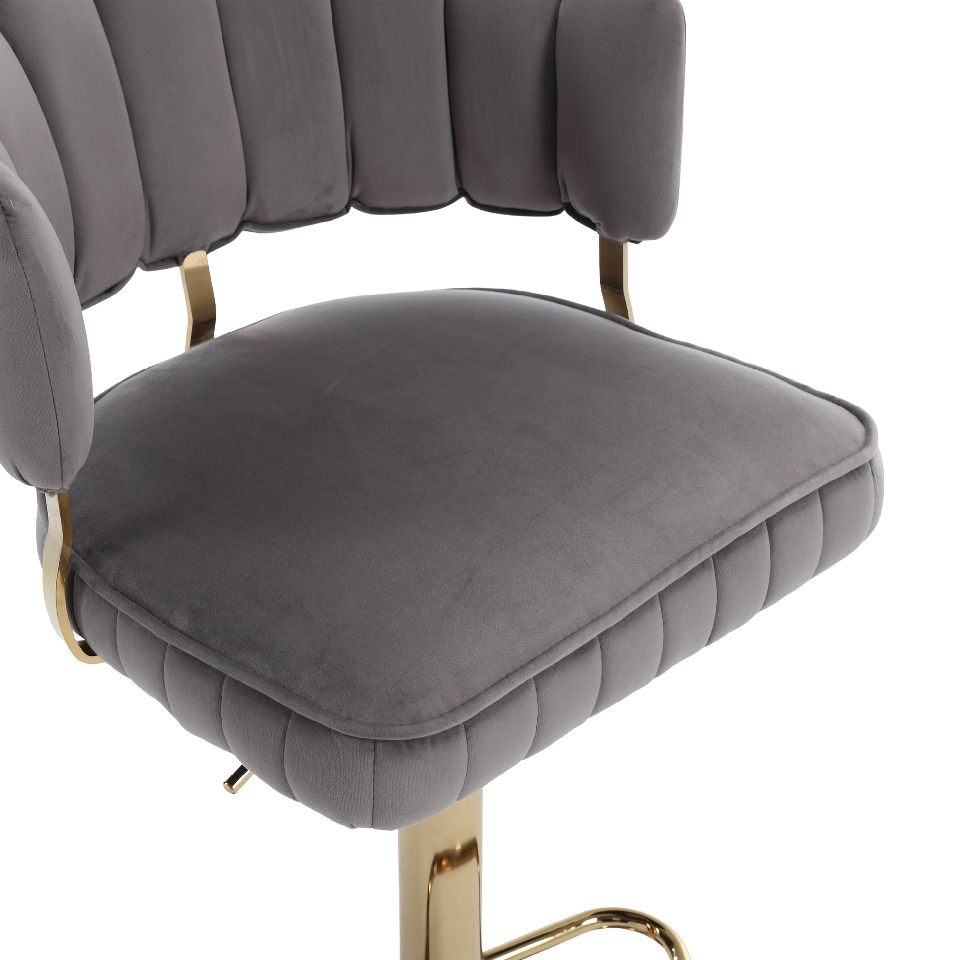 Coolmore Swivel Bar Stools Set Of 2 Adjustable Counter Height Chairs With Footrest For Kitchen, Dining Room Gray Velvet