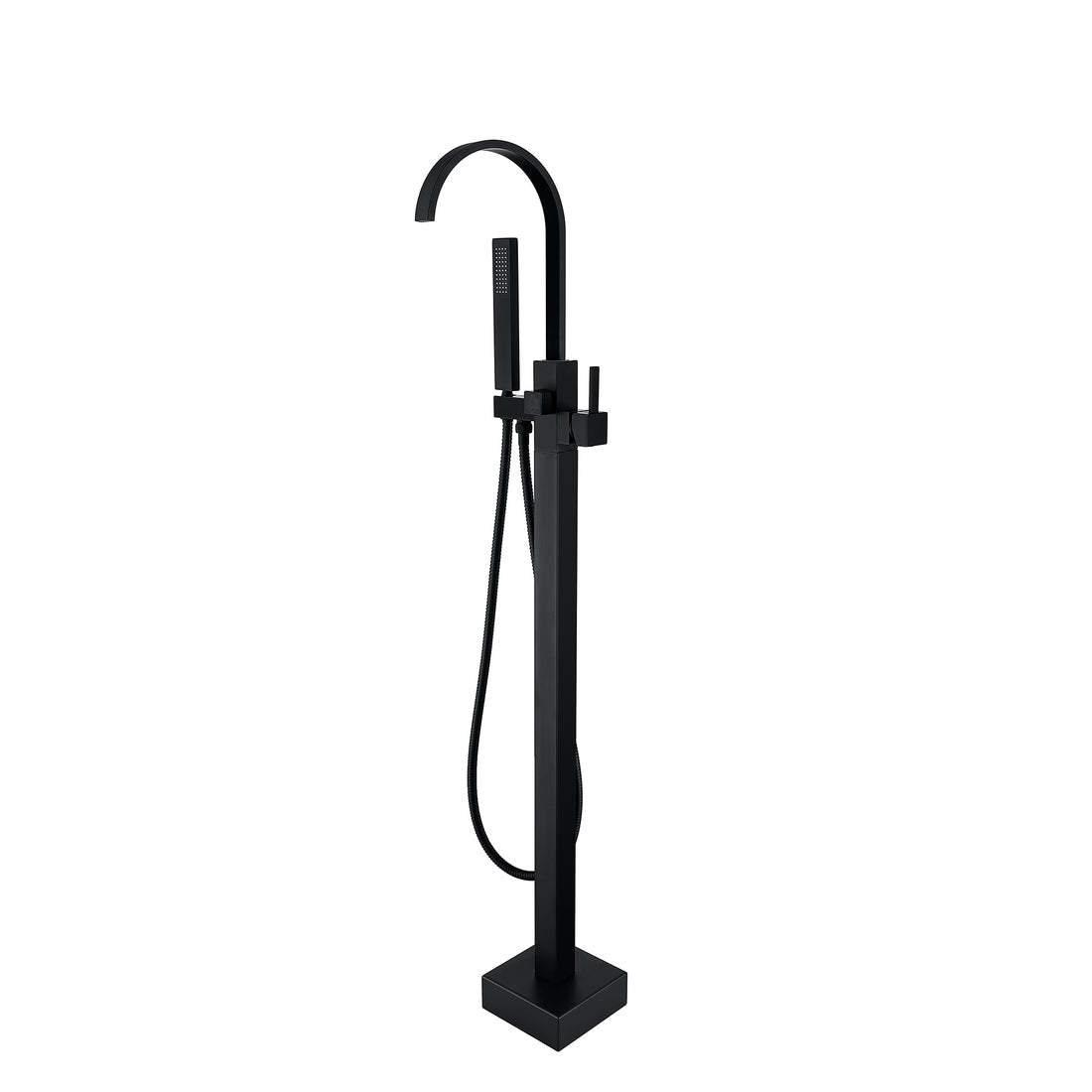 Freestanding Bathtub Faucet With Hand Shower Matte Black Metal