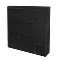 Versatile Shoe Cabinet With 3 Flip Drawers, Maximum Storage Entryway Organizer With Drawer, Free Standing Shoe Rack With Pull Down Seat For Hallway, Black Freestanding 3 4 Drawers Black Primary Living Space Adjustable Shelves Particle Board