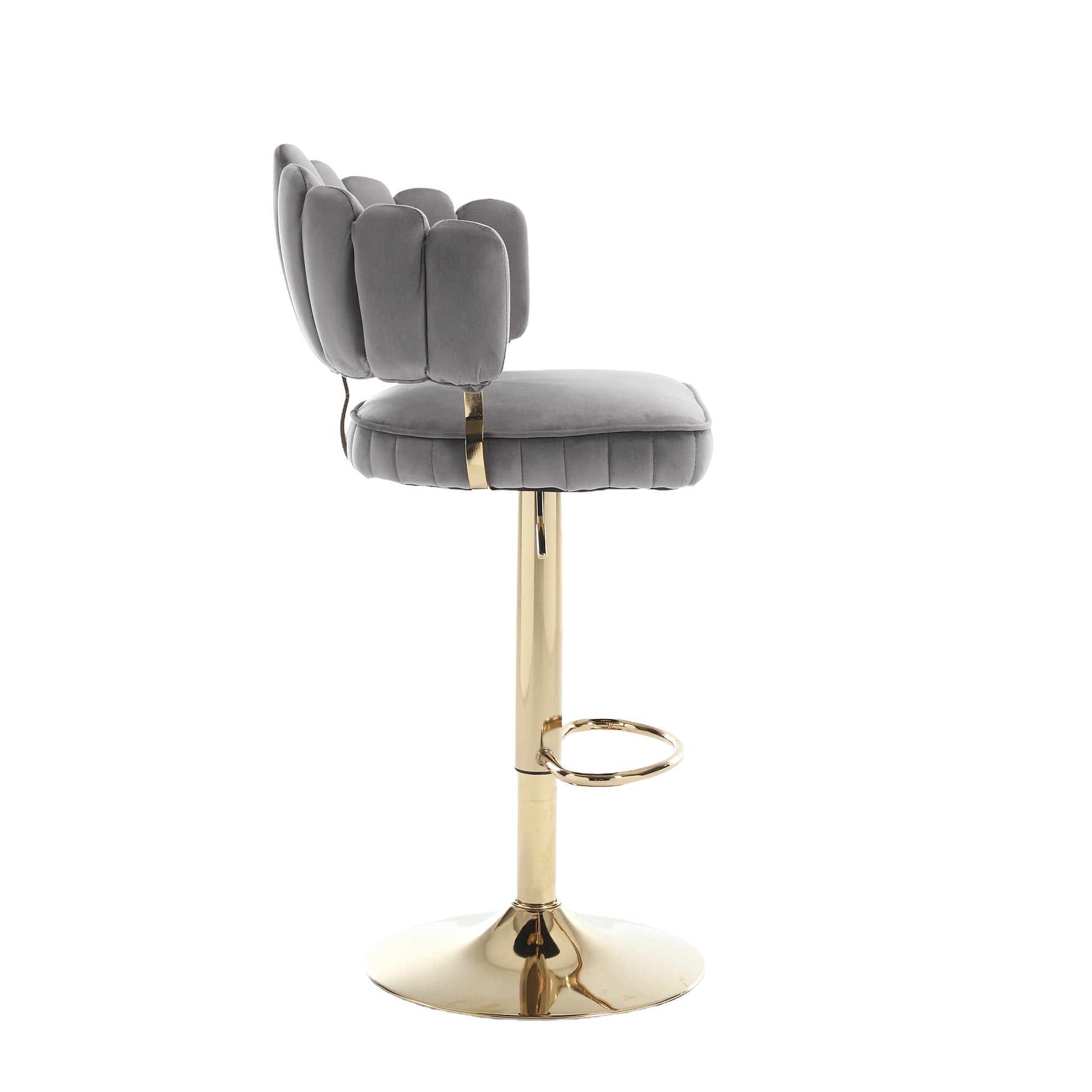 Coolmore Swivel Bar Stools Set Of 2 Adjustable Counter Height Chairs With Footrest For Kitchen, Dining Room Gray Velvet
