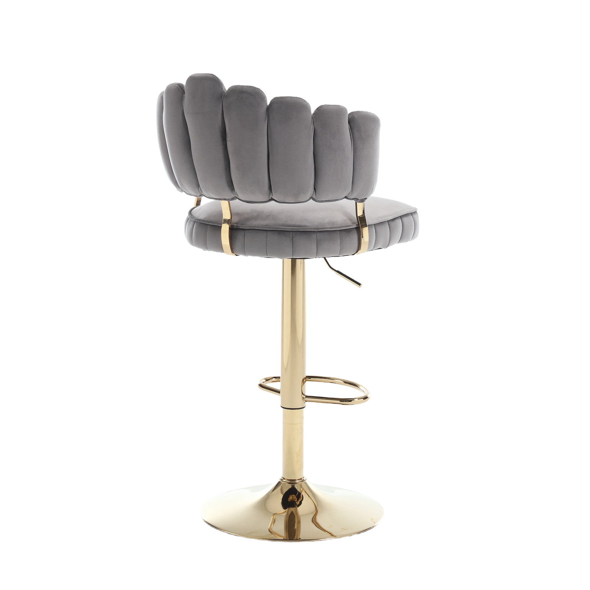 Coolmore Swivel Bar Stools Set Of 2 Adjustable Counter Height Chairs With Footrest For Kitchen, Dining Room Gray Velvet