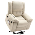 Massage Recliner,Power Lift Chair For Elderly With Adjustable Massage And Heating Function,Recliner Chair With Infinite Position And Side Pocket For Living Room ,Beige Beige Foam Corduroy