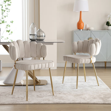 Coolmore Accent Chair ,Leisure Single Chair With Golden Feet Ivory Velvet