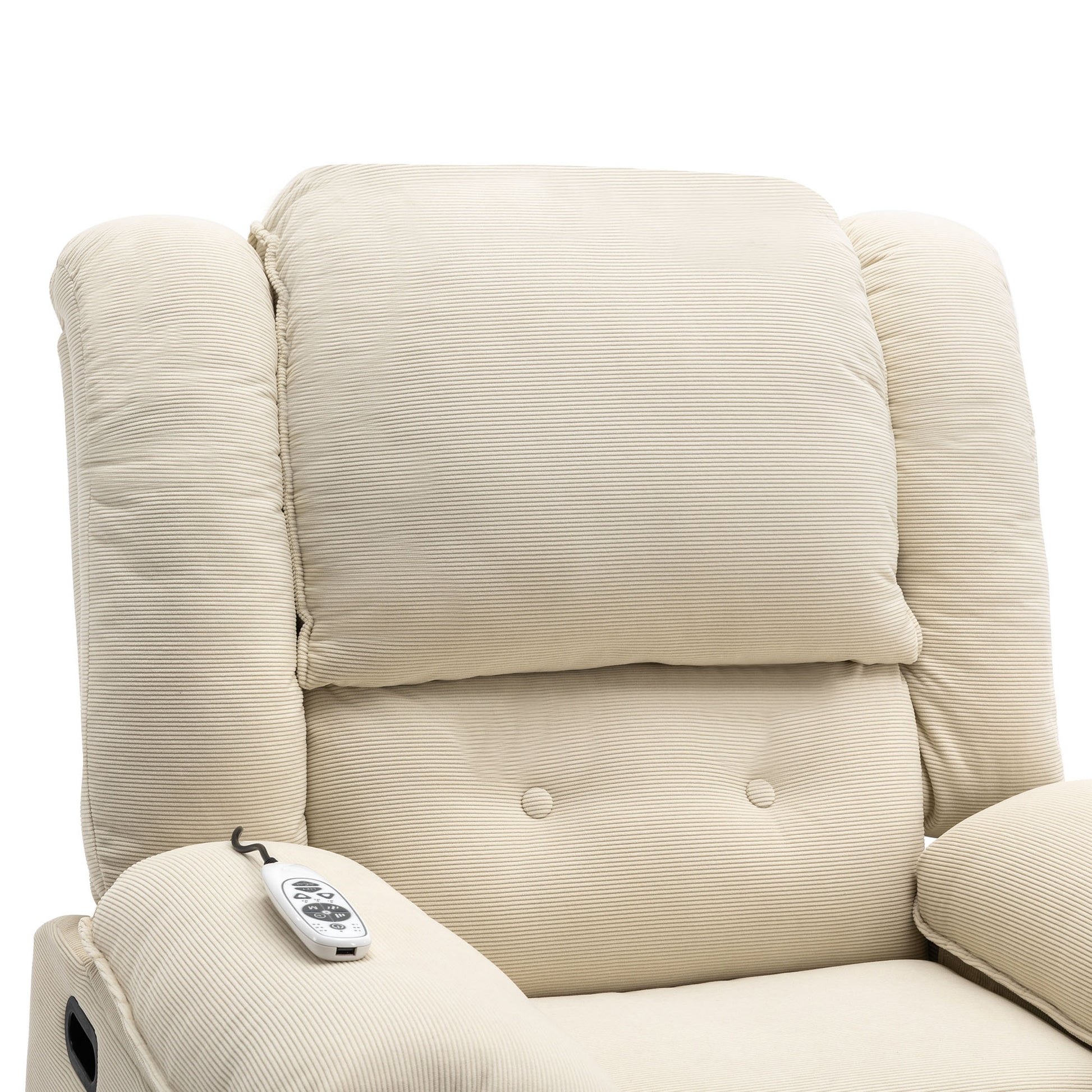 Massage Recliner,Power Lift Chair For Elderly With Adjustable Massage And Heating Function,Recliner Chair With Infinite Position And Side Pocket For Living Room ,Beige Beige Foam Corduroy