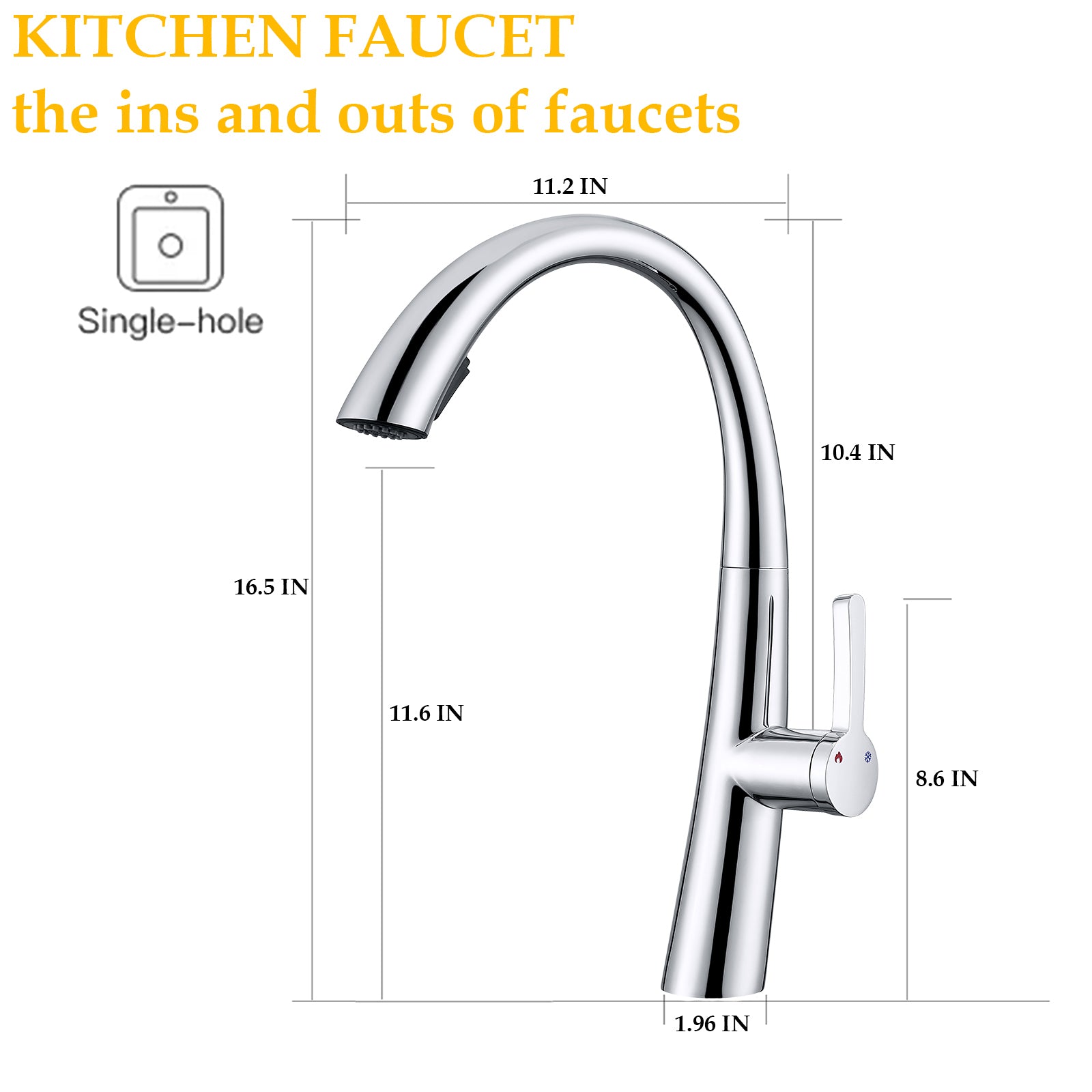 Chrome Single Handle Stainless Steel Pull Out Kitchen Faucet Chrome Stainless Steel