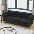 Contact Us For 3D Modeling Velvet Sofa For Living Room,Buttons Tufted Square Arm Couch, Modern Couch Upholstered Button And Metal Legs, Sofa Couch For Bedroom, Black Velvet W834S00022 Black Foam Velvet