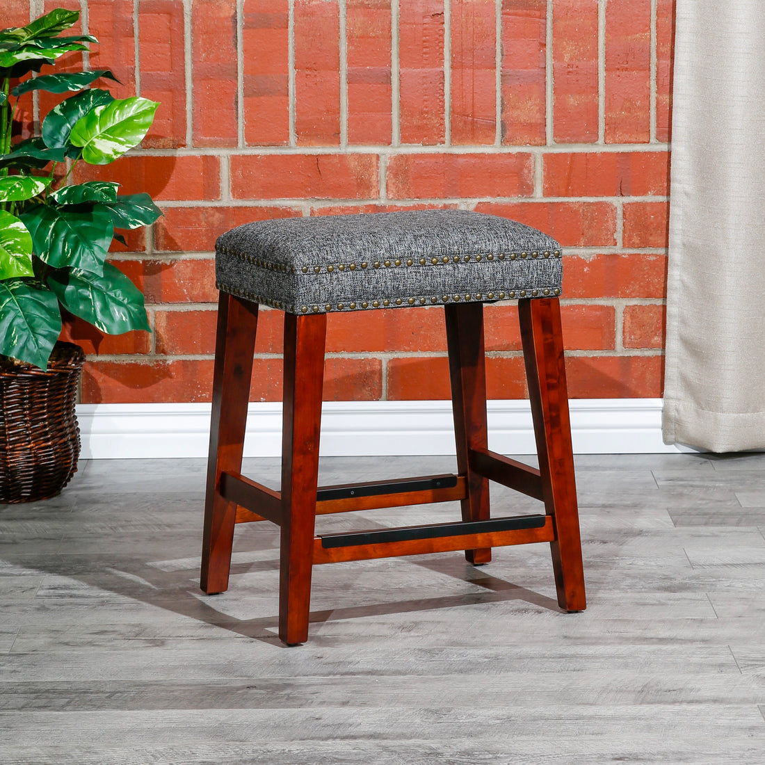 24" Backless Counter Stool Cherry Rubber Wood