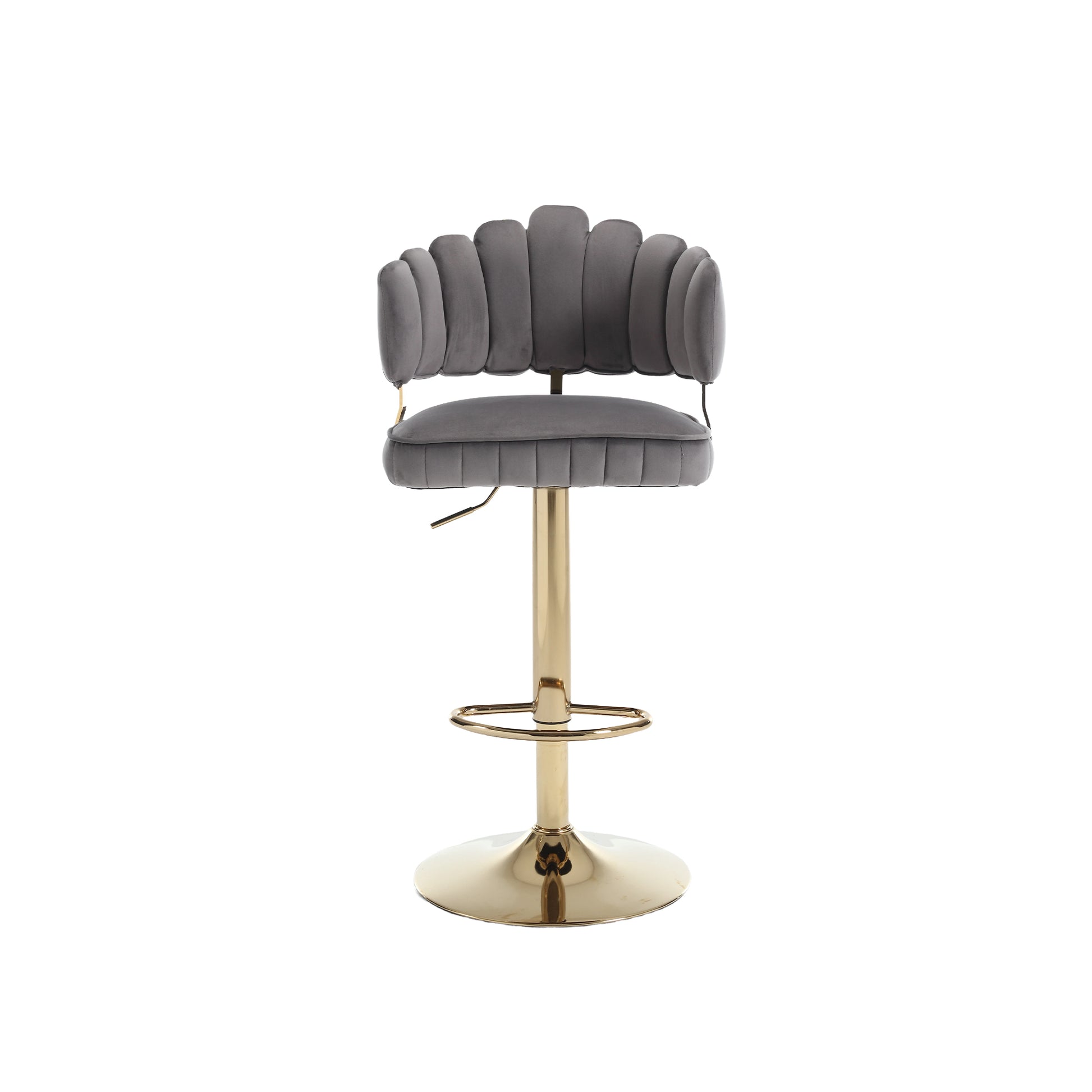 Coolmore Swivel Bar Stools Set Of 2 Adjustable Counter Height Chairs With Footrest For Kitchen, Dining Room Gray Velvet