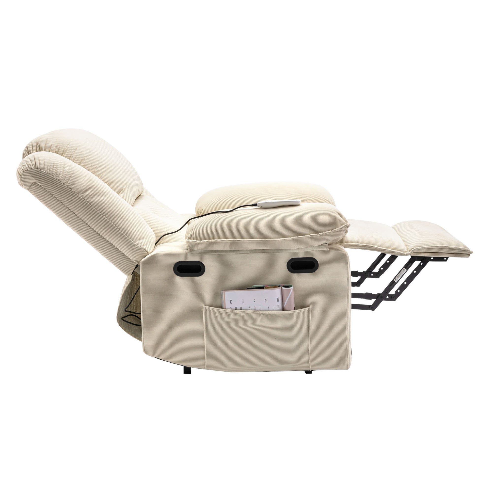 Massage Recliner,Power Lift Chair For Elderly With Adjustable Massage And Heating Function,Recliner Chair With Infinite Position And Side Pocket For Living Room ,Beige Beige Foam Corduroy