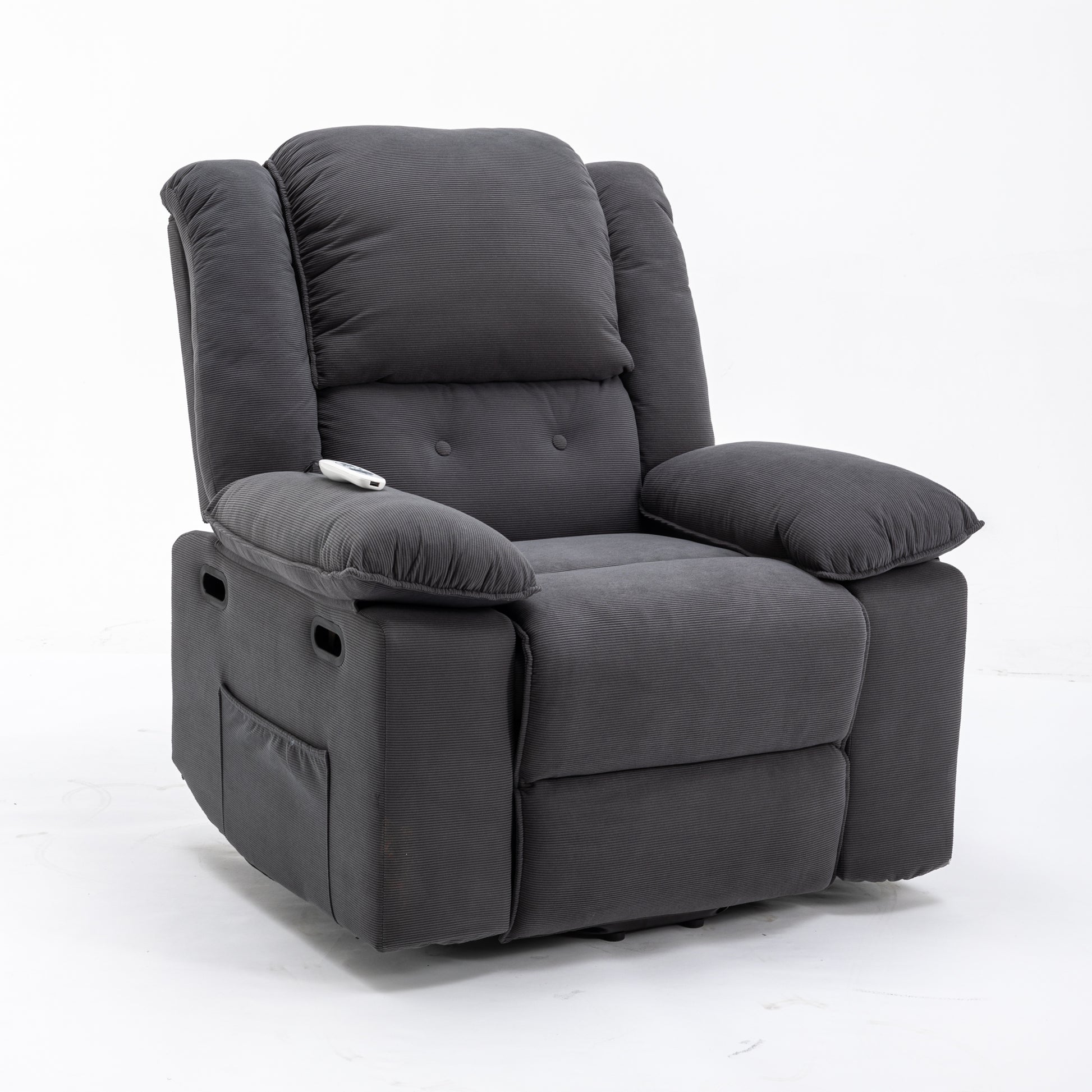 Massage Recliner,Power Lift Chair For Elderly With Adjustable Massage And Heating Function,Recliner Chair With Infinite Position And Side Pocket For Living Room ,Gray Gray Foam Corduroy