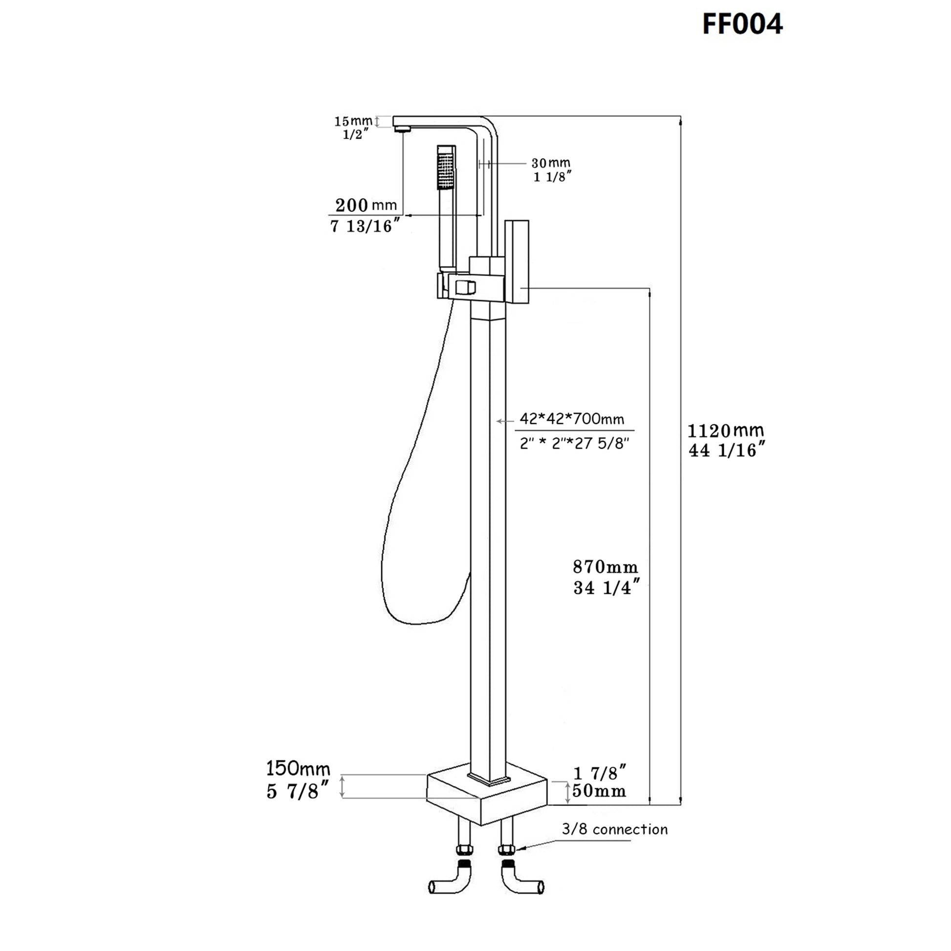 Freestanding Bathtub Faucet With Hand Shower Brushed Nickel Metal