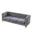 Contact Us For 3D Modeling Velvet Sofa For Living Room,Buttons Tufted Square Arm Couch, Modern Couch Upholstered Button And Metal Legs, Sofa Couch For Bedroom, Grey Velvet .2Pcs Gray Foam Velvet