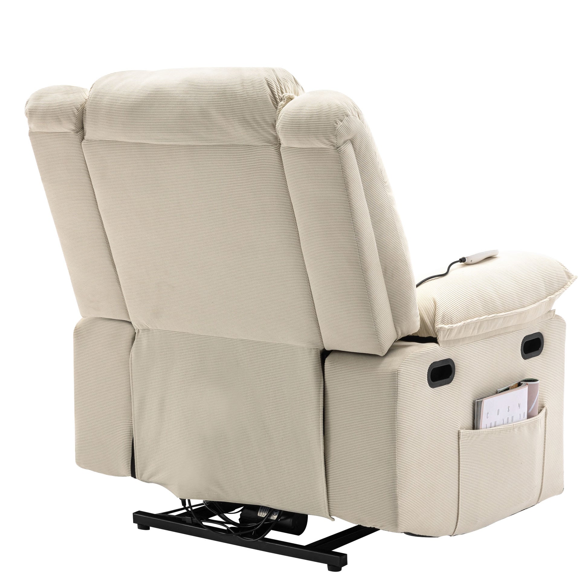 Massage Recliner,Power Lift Chair For Elderly With Adjustable Massage And Heating Function,Recliner Chair With Infinite Position And Side Pocket For Living Room ,Beige Beige Foam Corduroy