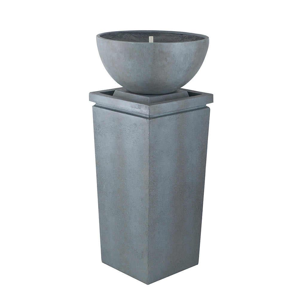 44.5" Polyresin Gray Zen Bowl Water Fountain, Outdoor Bird Feeder Bath Fountains, Relaxing Water Feature For Garden Lawn Backyard Porch Gray Garden & Outdoor Contemporary,Minimalist,Modern,Traditional,Transitional Polyresin