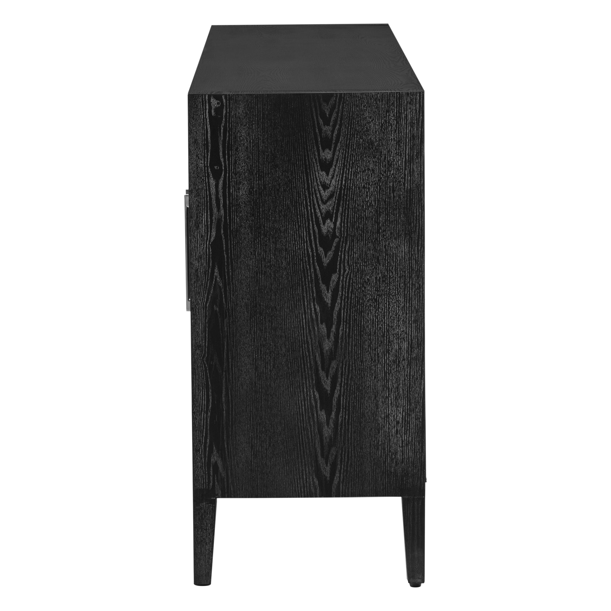 Wood Storage Cabinet With Three Tempered Glass Doors And Adjustable Shelf,Suitable For Living Room, Study And Entrance 1 2 Shelves Black Primary Living Space Adjustable Shelves American Design Mdf