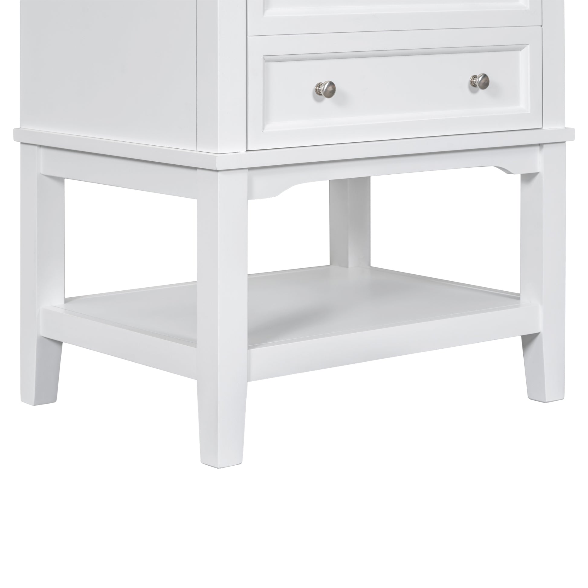 24" Bathroom Vanity Without Sink, Base Only, Solid Wood Frame, Bathroom Storage Cabinet With Drawer And Open Shelf, White White Solid Wood Mdf