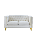 Contact Us For 3D Modeling Velvet Sofa For Living Room,Buttons Tufted Square Arm Couch, Modern Couch Upholstered Button And Metal Legs, Sofa Couch For Bedroom, Beige Velvet 2S Beige Foam Velvet