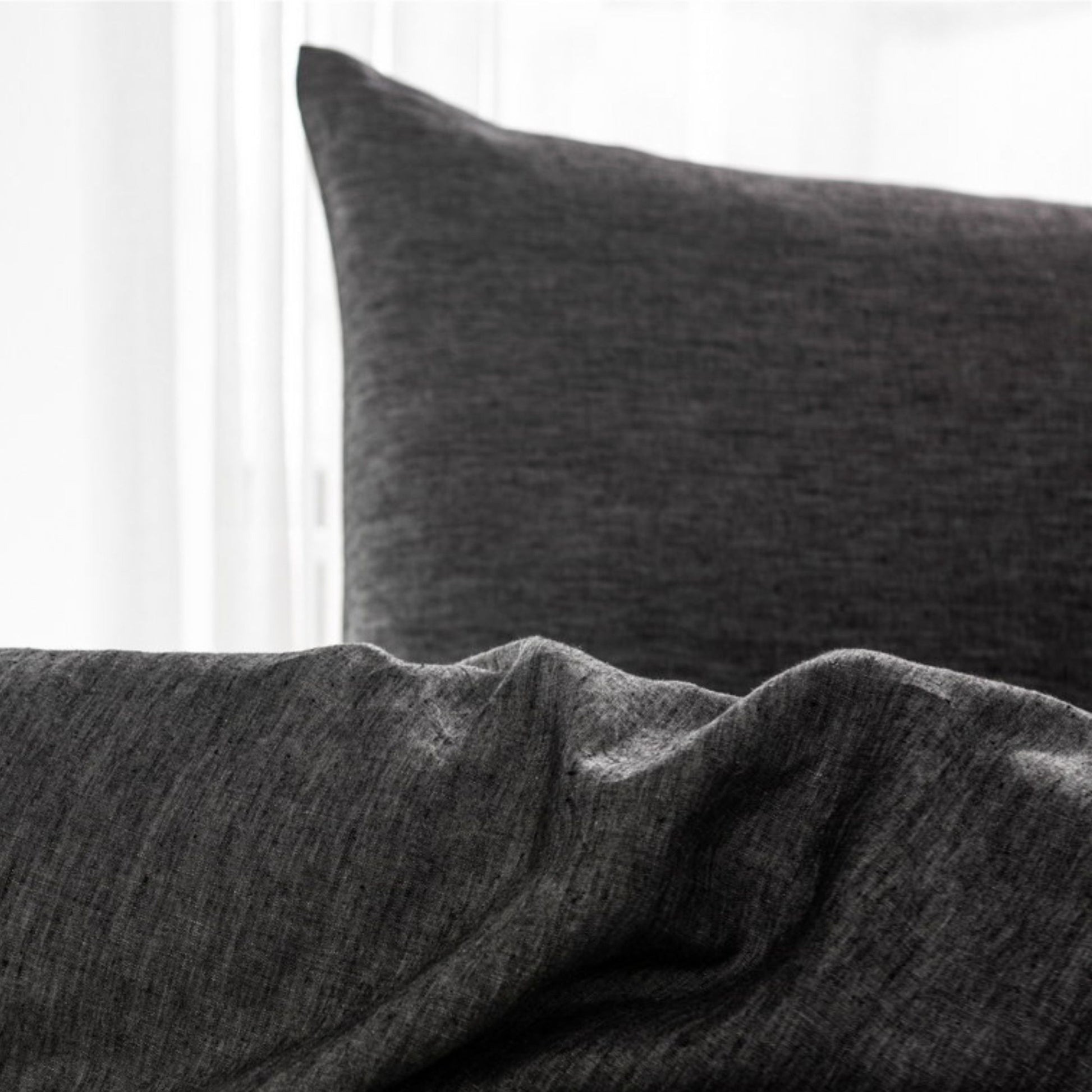 King Size Pillow Cases Set Of 2, King Pillow Cases Set Of 2, Pillow Cases King, Premium Soft Linen Pillow Case With Envelope Enclosure 20"X36", Onyx Grey Linen Linen