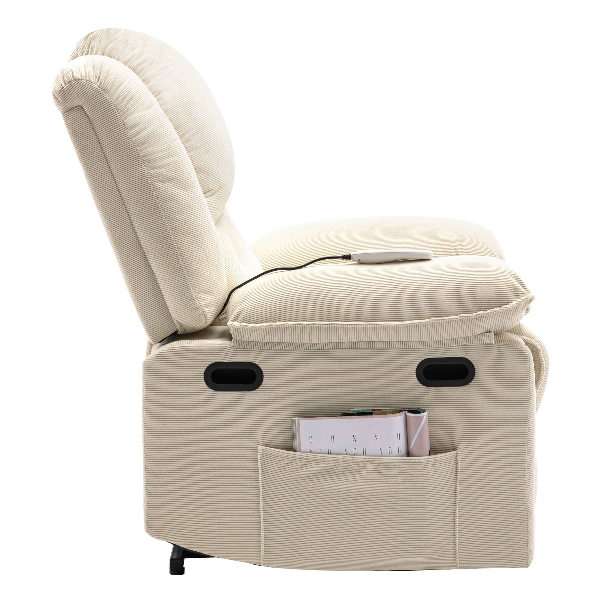 Massage Recliner,Power Lift Chair For Elderly With Adjustable Massage And Heating Function,Recliner Chair With Infinite Position And Side Pocket For Living Room ,Beige Beige Foam Corduroy