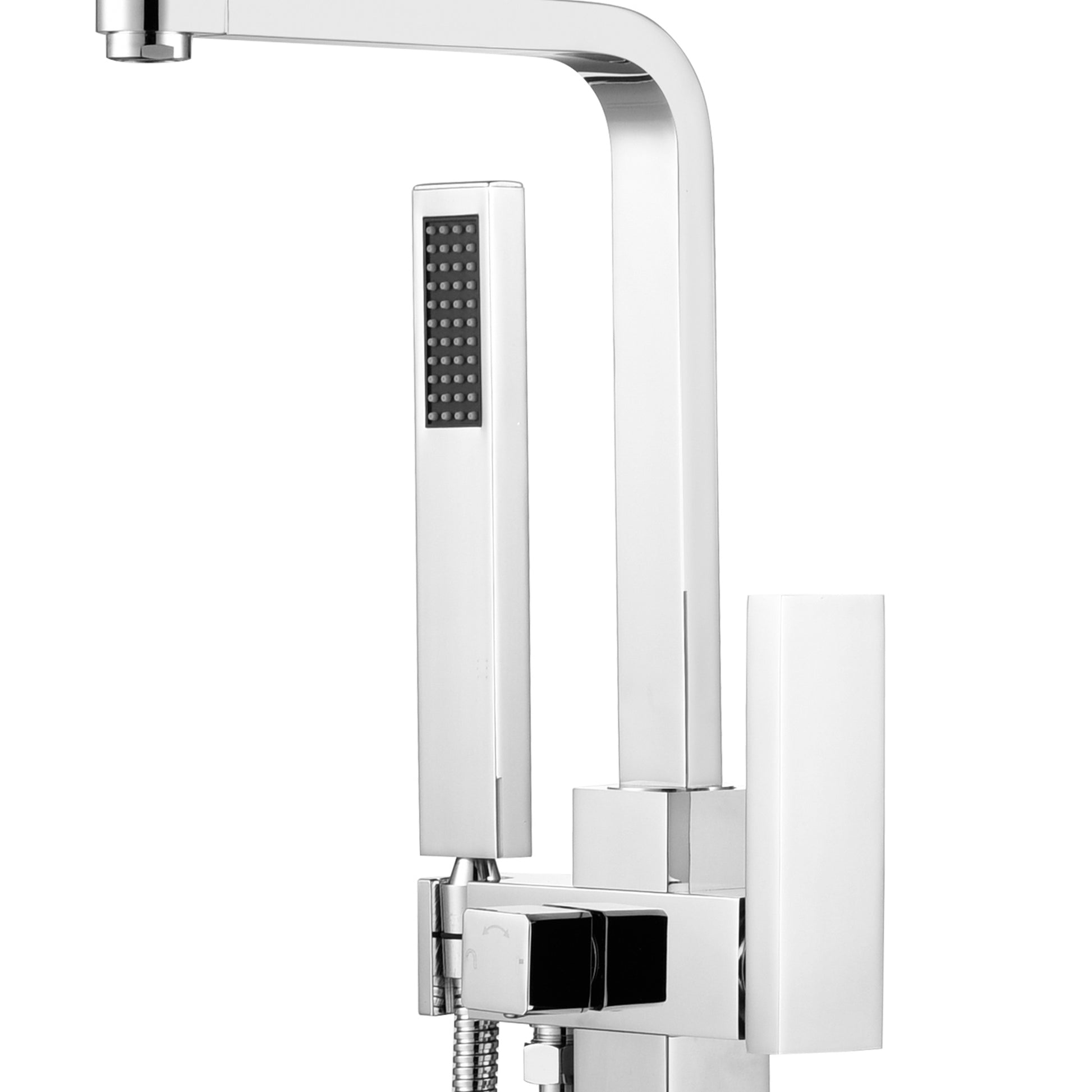 Freestanding Bathtub Faucet With Hand Shower Chrome Metal