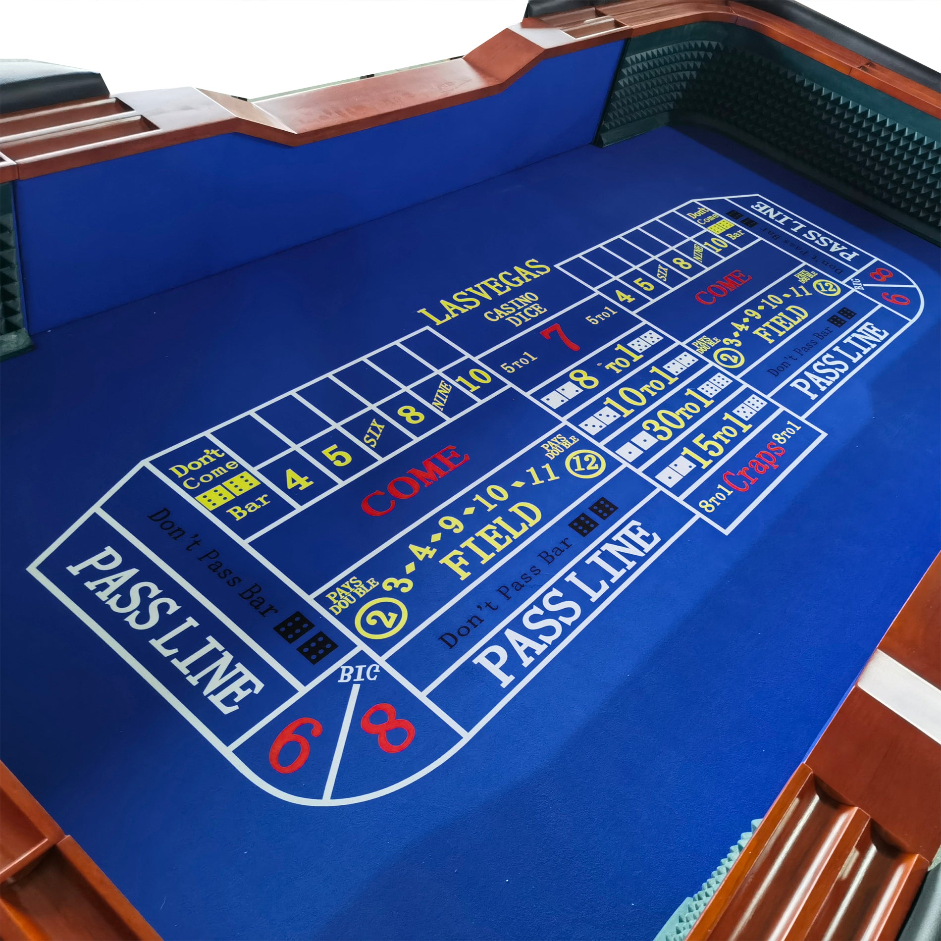 93" Classic Craps Dice Game Poker Table Blue Blue Wood