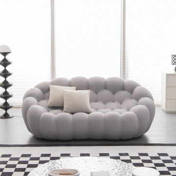 74.8'' Modern Bubble Floor Couch For Living Room,Gray Gray Foam Fabric 2 Seat