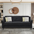 Fashionable Living Room Sofa For 3 People, Black Fabric Antique Black Brown Polyester Wood Primary Living Space Soft American Traditional Rubberwood Memory Foam And Polyurethane Foam Polyester 3 Seat