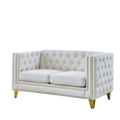 Contact Us For 3D Modeling Velvet Sofa For Living Room,Buttons Tufted Square Arm Couch, Modern Couch Upholstered Button And Metal Legs, Sofa Couch For Bedroom, Beige Velvet 2S W834S00052 Beige Foam Velvet