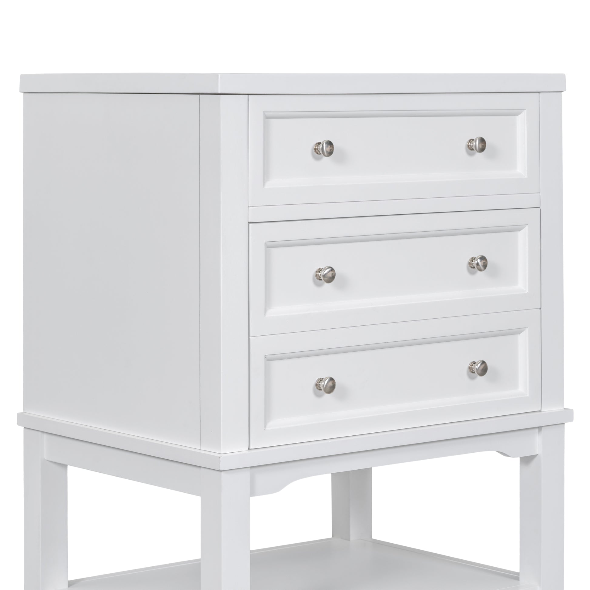 24" Bathroom Vanity Without Sink, Base Only, Solid Wood Frame, Bathroom Storage Cabinet With Drawer And Open Shelf, White White Solid Wood Mdf