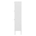 Natural Rattan 3 Door Shoe Rack, Freestanding Modern Shoe Storage Cabinet, For Entryway White Particle Board