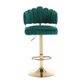 Coolmore Swivel Bar Stools Set Of 2 Adjustable Counter Height Chairs With Footrest For Kitchen, Dining Room Emerald Velvet