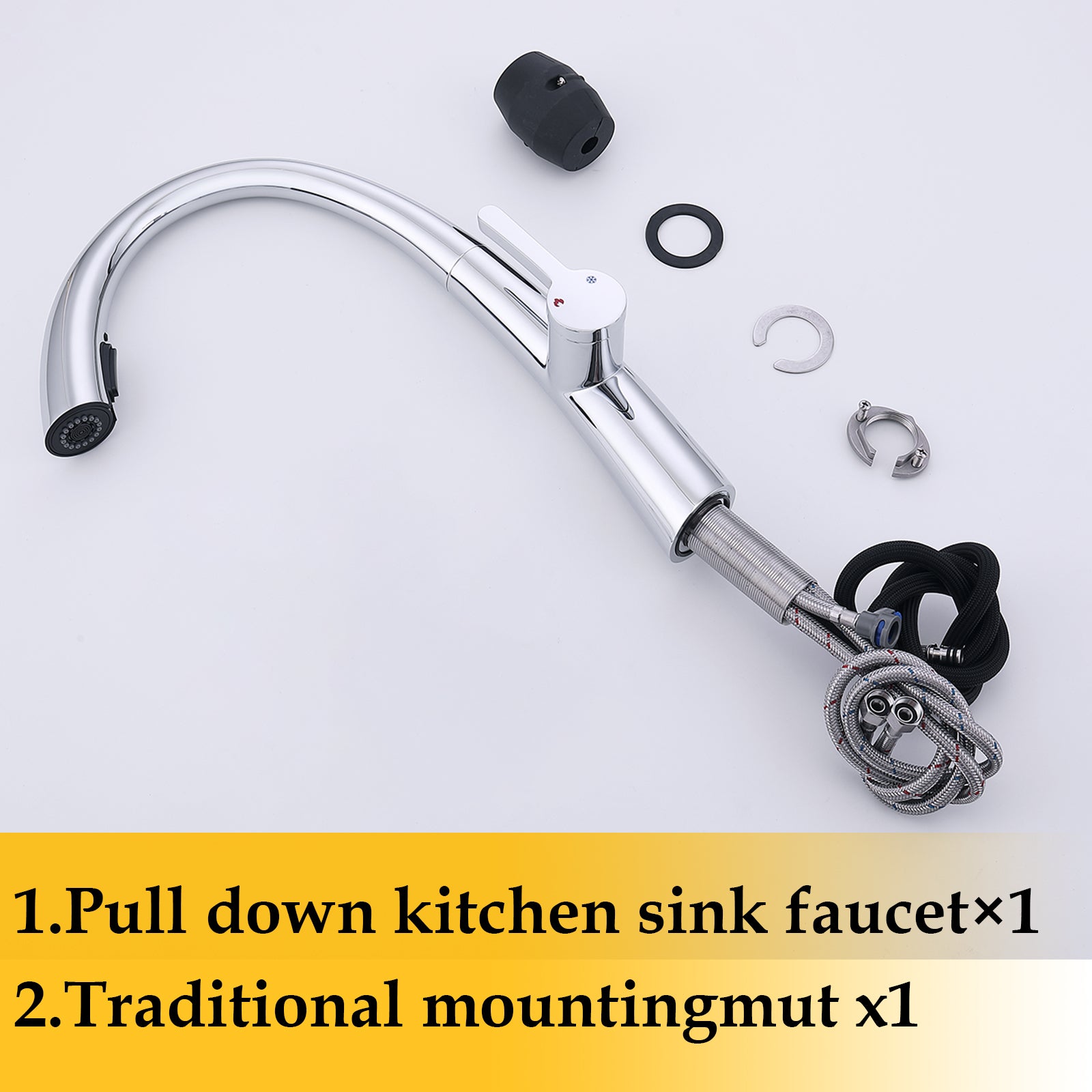 Chrome Single Handle Stainless Steel Pull Out Kitchen Faucet Chrome Stainless Steel