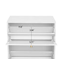 Natural Rattan 3 Door Shoe Rack, Freestanding Modern Shoe Storage Cabinet, For Entryway White Particle Board