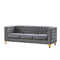 Contact Us For 3D Modeling Velvet Sofa For Living Room,Buttons Tufted Square Arm Couch, Modern Couch Upholstered Button And Metal Legs, Sofa Couch For Bedroom, Grey Velvet .2Pcs Gray Foam Velvet