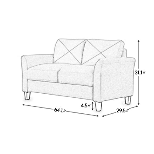 Fashionable Living Room Sofa With Double Seats, Black Fabric Antique Black Brown Velvet Wood Primary Living Space Soft Heavy Duty American Traditional Rubberwood Memory Foam And Polyurethane Foam Polyester 2 Seat
