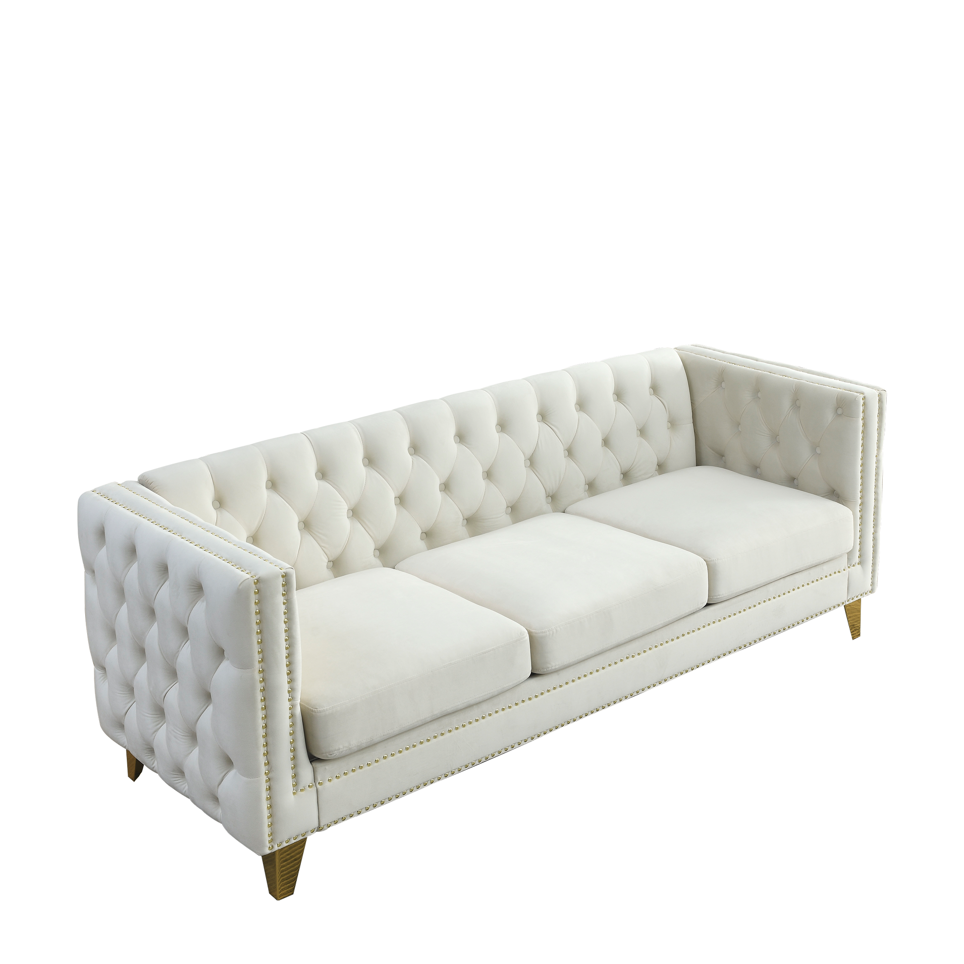 3 Seater 2 Seater Combination Sofa.Beige Velvet Beige Foam Velvet