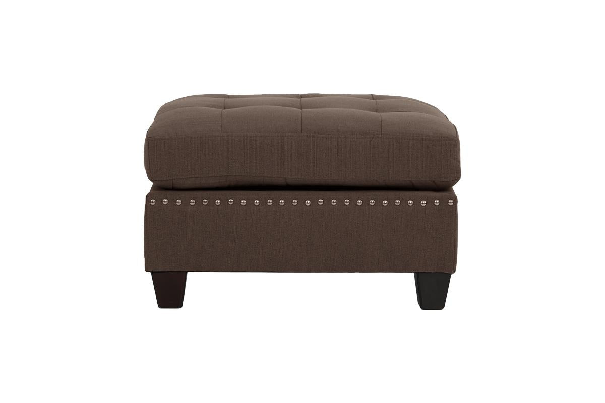 Contemporary Modular Sectional 6Pc Set Living Room Furniture Corner Sectional Black Coffee Linen Like Fabric Tufted Nail Heads 2X Corner Wedge 3X Armless Chair And 1X Ottoman Coffee Wood Primary Living Space Cushion Back Contemporary,Modern Modular