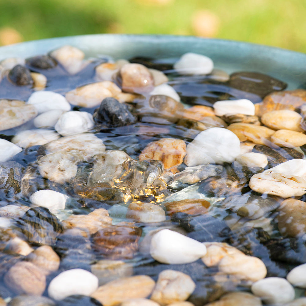 19X19X26" Contemporary Cement Water Fountain, Outdoor Bird Feeder Bath Fountain, Antique Blue Water Feature With Light For Garden, Lawn, Deck & Patio Antique Blue Garden & Outdoor Antique,Casual,Contemporary,Cute,Modern Cement