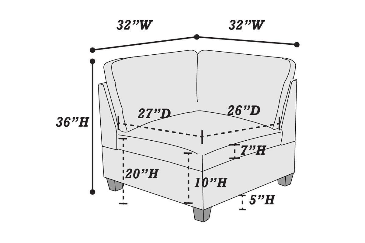 Modular Sectional 6Pc Set Living Room Furniture Corner Sectional Couch Grey Linen Like Fabric 3X Corner Wedge 2X Armless Chairs And 1X Ottoman Coffee Wood Primary Living Space Cushion Back