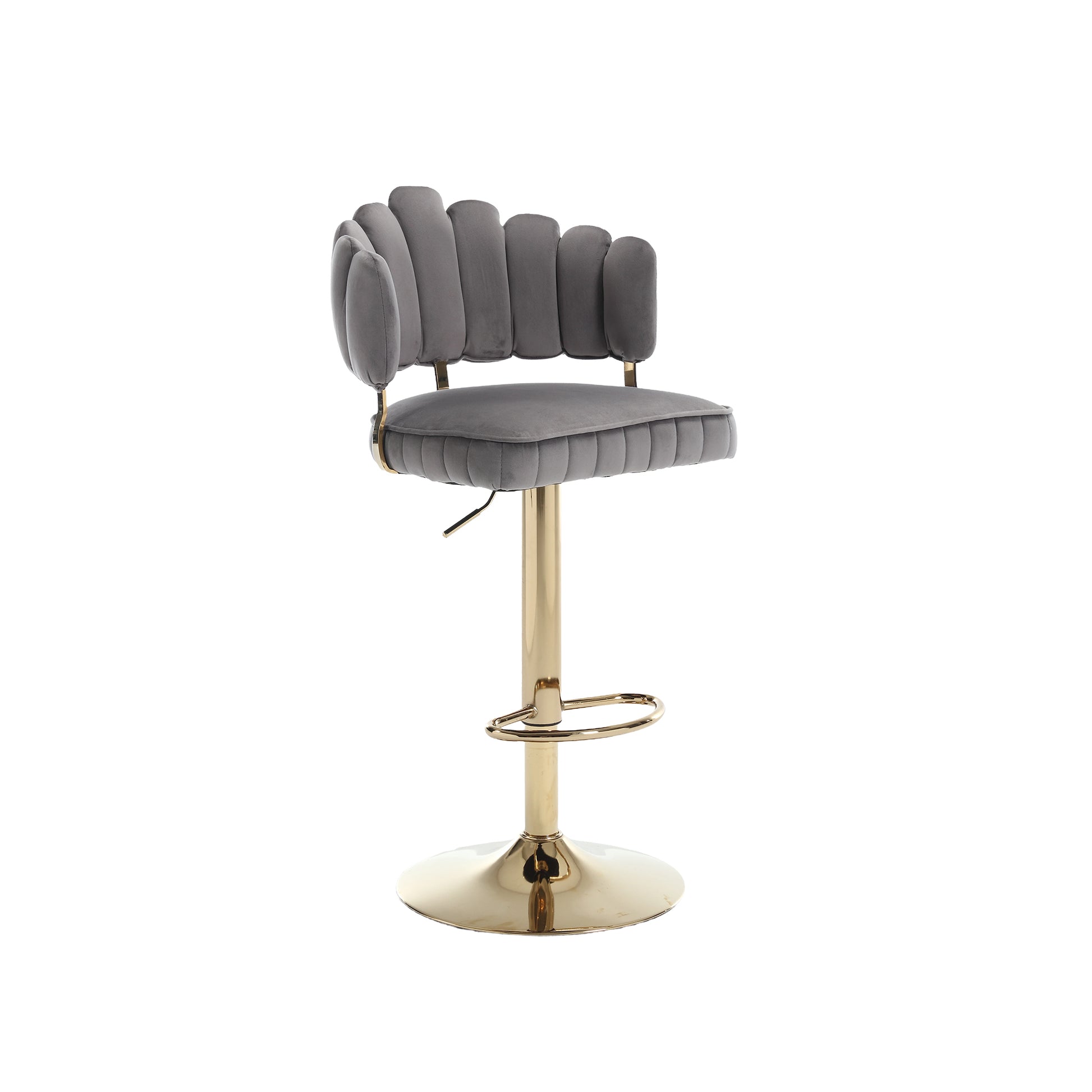 Coolmore Swivel Bar Stools Set Of 2 Adjustable Counter Height Chairs With Footrest For Kitchen, Dining Room Gray Velvet