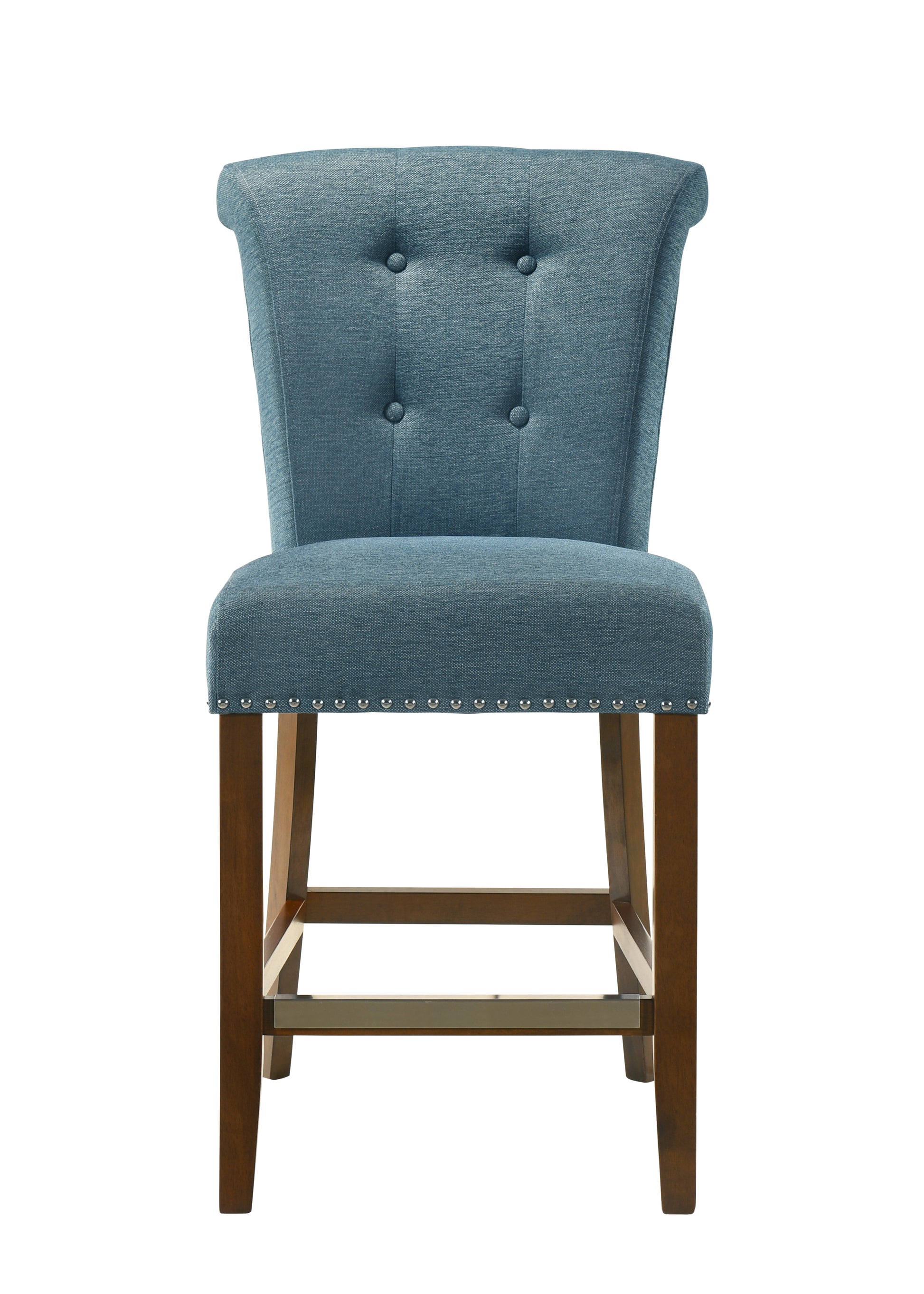 Auggie 20.5" Blue Fabric Counter Height Chair With Trim Blue Fabric
