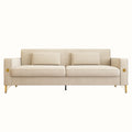 Fx P18 Cw Sofa Luxury Velvet Sofa With Gold Accents Modern 3 Seat Couch With Plush Cushions, Perfect For Living Room And Office Decor Cream White Velvet 2 Seat