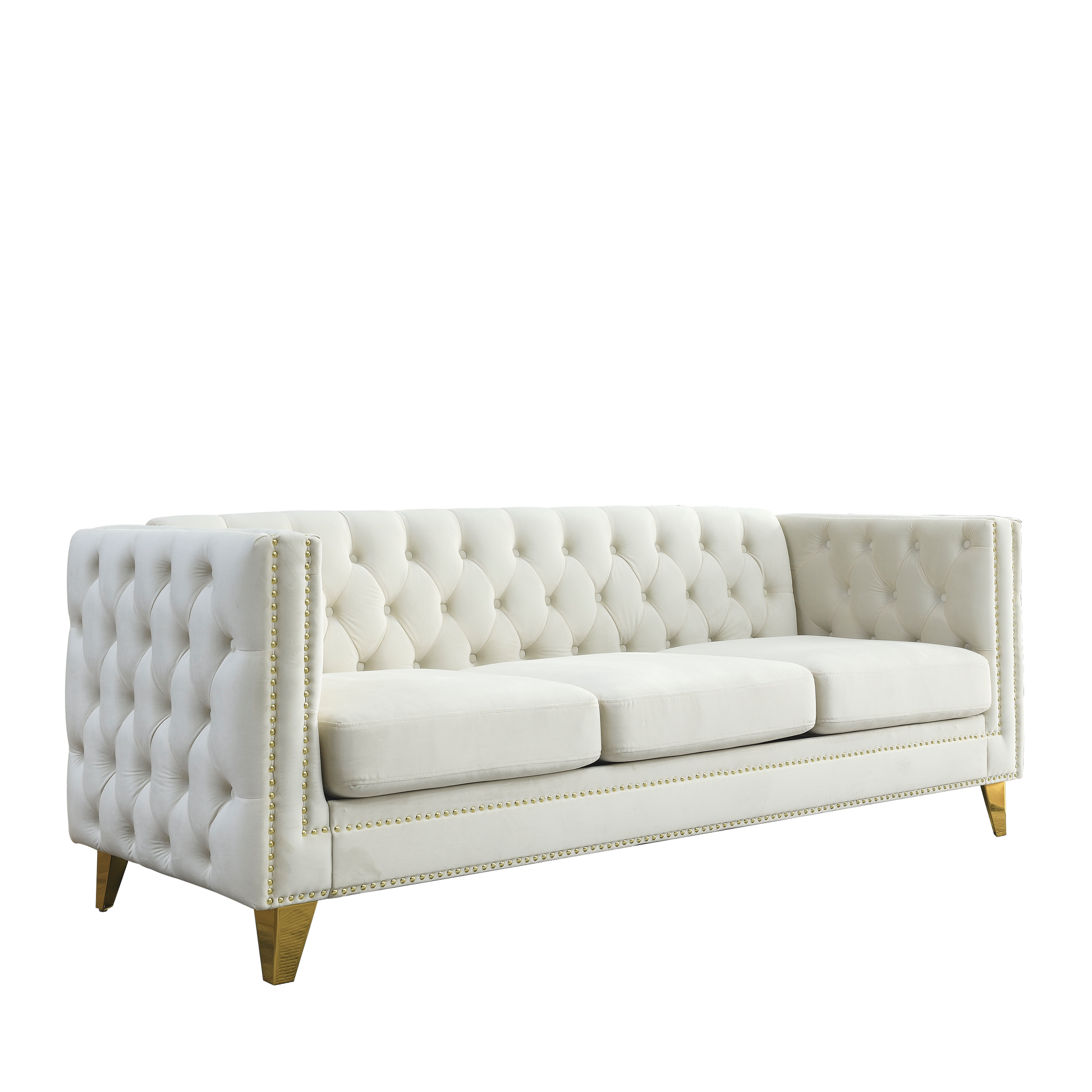 3 Seater 2 Seater Combination Sofa.Beige Velvet Beige Foam Velvet