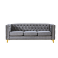 Contact Us For 3D Modeling Velvet Sofa For Living Room,Buttons Tufted Square Arm Couch, Modern Couch Upholstered Button And Metal Legs, Sofa Couch For Bedroom, Grey Velvet .2Pcs Gray Foam Velvet