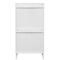 Natural Rattan 3 Door Shoe Rack, Freestanding Modern Shoe Storage Cabinet, For Entryway White Particle Board