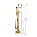 Freestanding Bathtub Faucet With Hand Shower Brushed Gold Metal