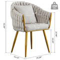 Handwoven Modern Chairs, Casual Chairs, Universal Foot Nails, Metal Chair Legs With Pillows Beige Navy Green Primary Living Space Linen