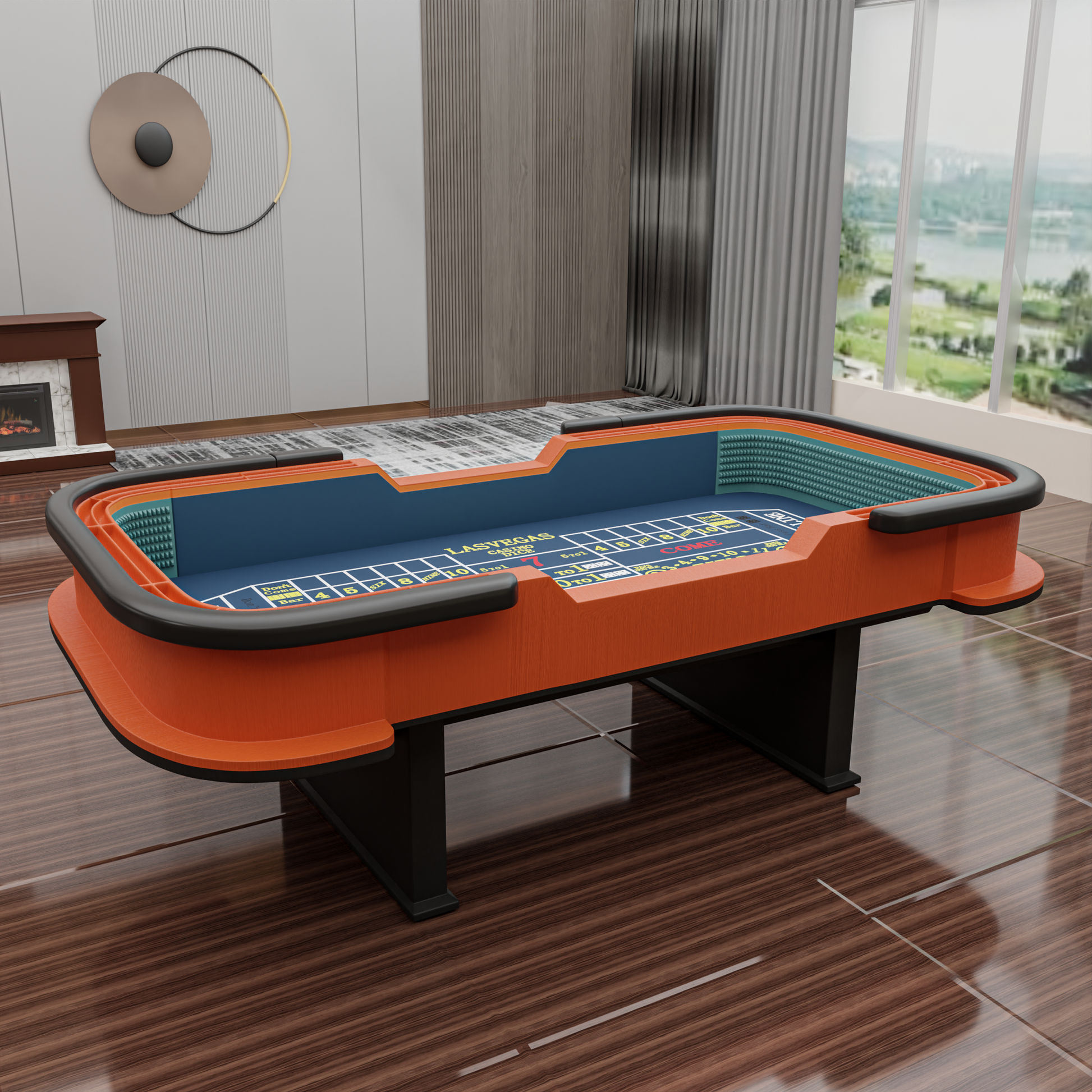 93" Classic Craps Dice Game Poker Table Blue Blue Wood