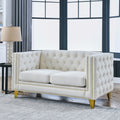 Contact Us For 3D Modeling Velvet Sofa For Living Room,Buttons Tufted Square Arm Couch, Modern Couch Upholstered Button And Metal Legs, Sofa Couch For Bedroom, Beige Velvet 2S W834S00052 Beige Foam Velvet