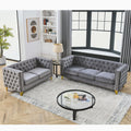 3 Seater 2 Seater Combination Sofa.Grey Velvet Gray Foam Velvet